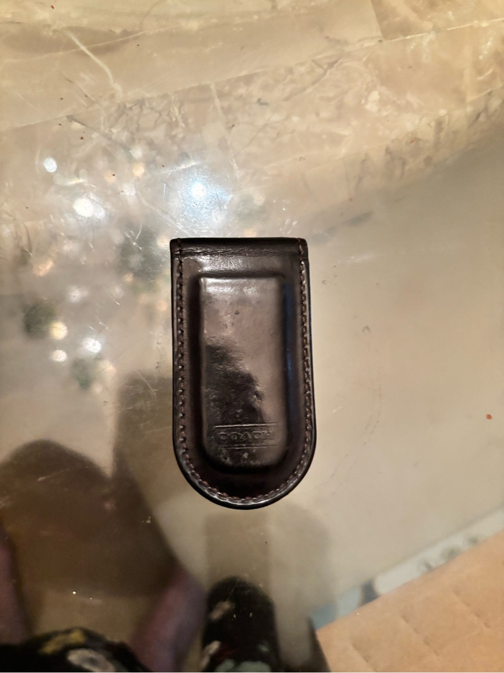 Coach Black Smooth Leather Money Clip